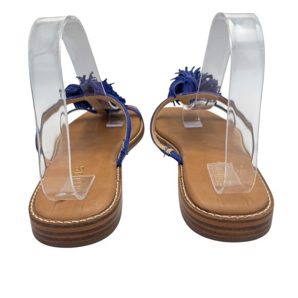 Chico's NEW Delray Royal Cobalt Blue Suede Fringe Slide Cushioned Summer Sandals - Picture 7 of 11